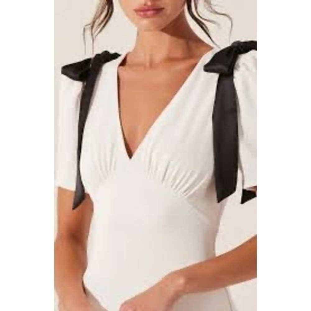 Wild Fable Mini Dress Small White Black Bow‎ Coquette Minimalist Summer Party